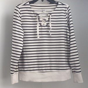 Blue and whit striped sweatshirt